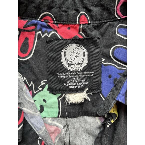 Grateful Dead Dancing Bears Shirt All Over Print Button Front Men's M - Picture 5 of 6